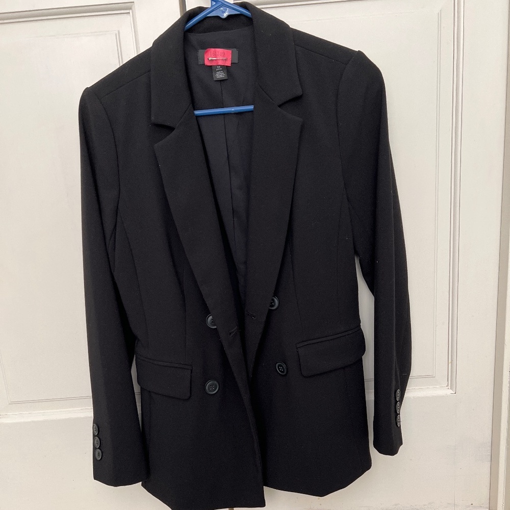 Gently Used Black Double Breasted Halogen Blazer